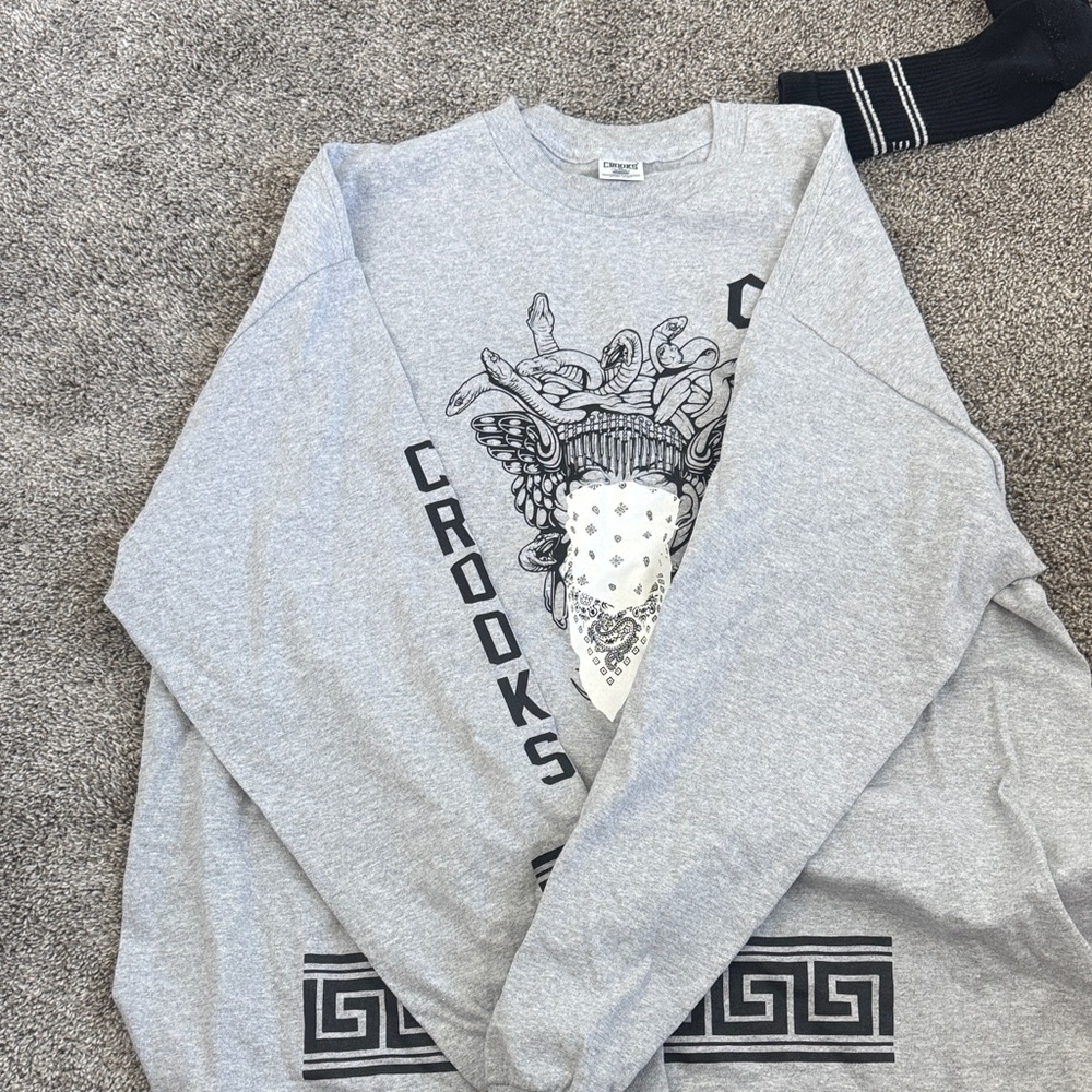 Crooks & Castles Light Gray Graphic Crewneck Sweater